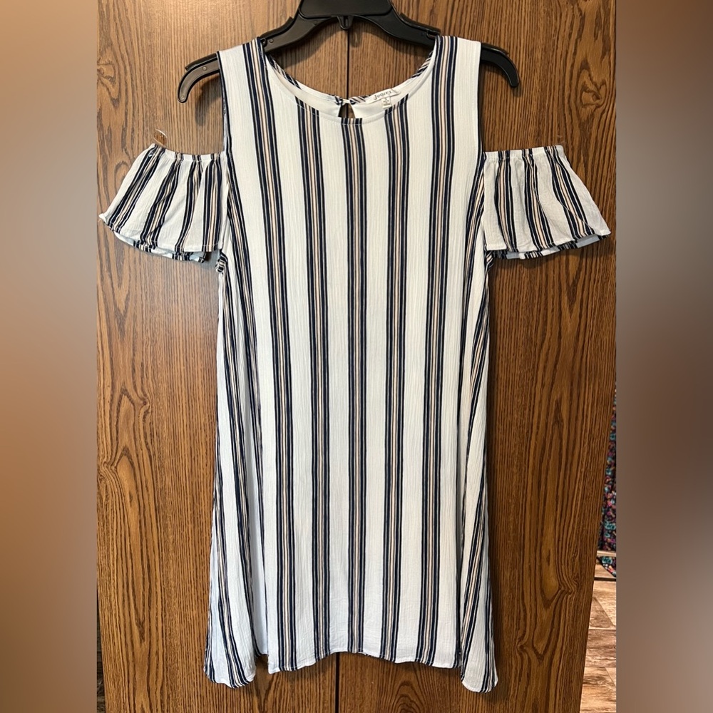 JODIFL size small striped open shoulder tank dress lined
